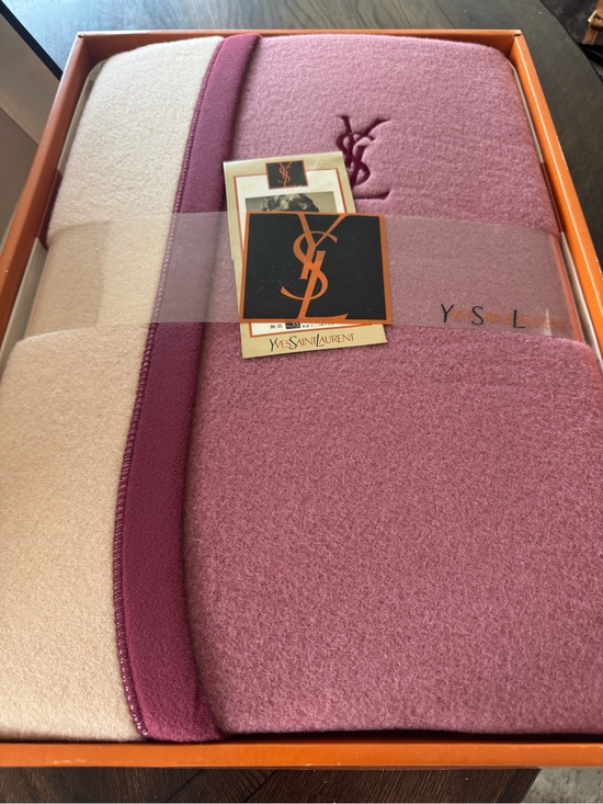 Yves Saint Laurent Other - Yves Saint Laurent Pink and Cream Wool-Blend Logo Blanket
